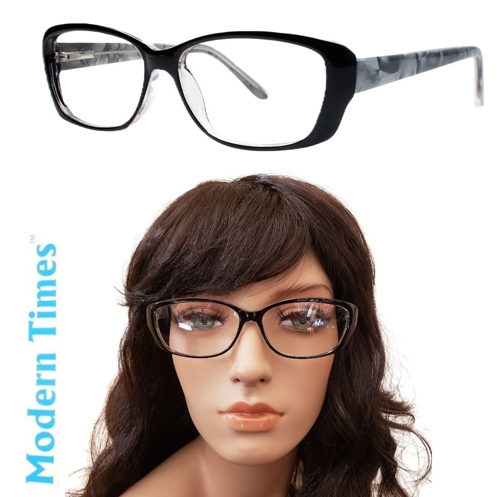 Modern Times Luminous 55-16 RX Eyeglasses Frame Black Marble Silver Gray